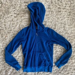 Juicy Couture Blue Sweatsuit Jacket Hoodie Sweatshirt with Silver Accents